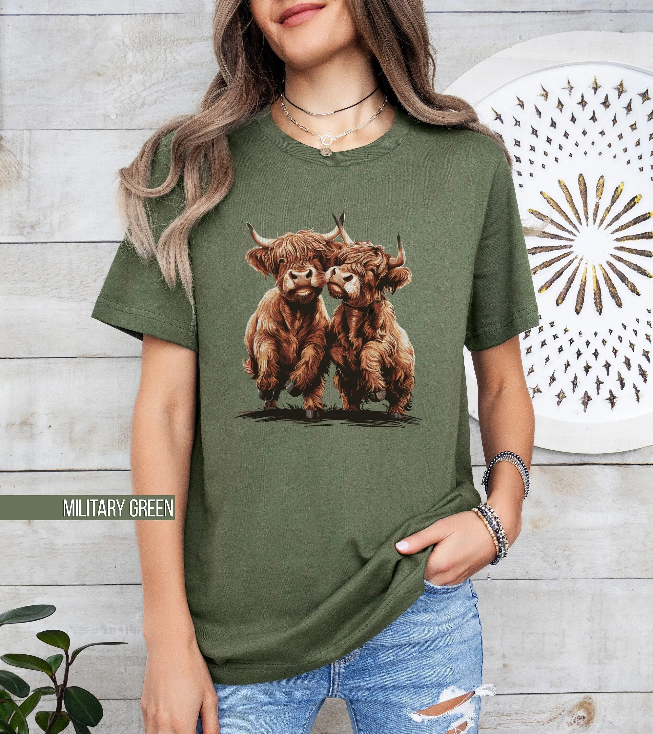 Cute Highland Cow T Shirt Rustic Farm Animal Cattle Adorable Lover Trendy Cowgirl Boho