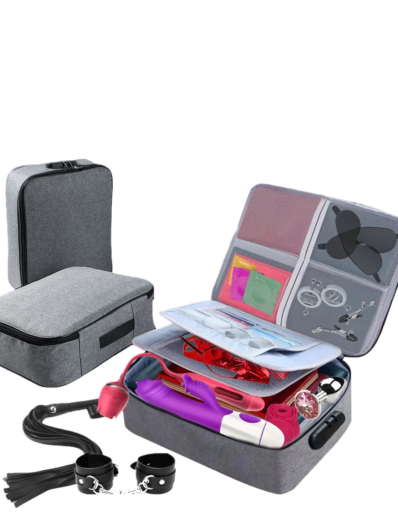 Borsa portaoggetti per giocattoli sessuali per adulti, organizer per giocattoli sessuali con serratura, può ospitare giocattoli sessuali come gabbia di castità, dildo, plug anale, ecc.