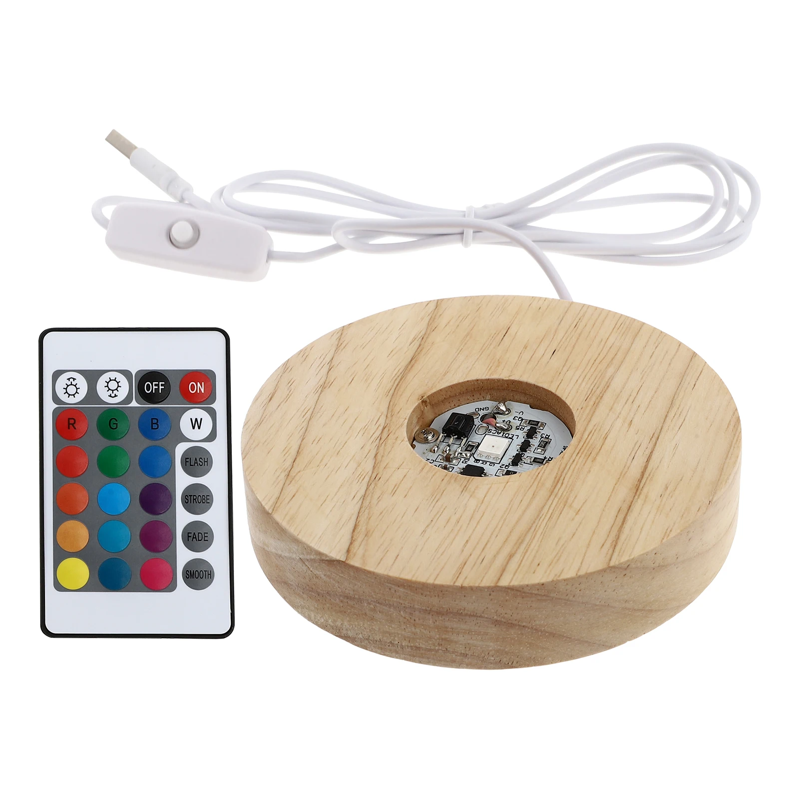 Base per illuminazione in cristallo a LED Base per illuminazione Supporto per sfera di cristallo Espositore rotondo Portalampada decorativo in materiale di legno durevole