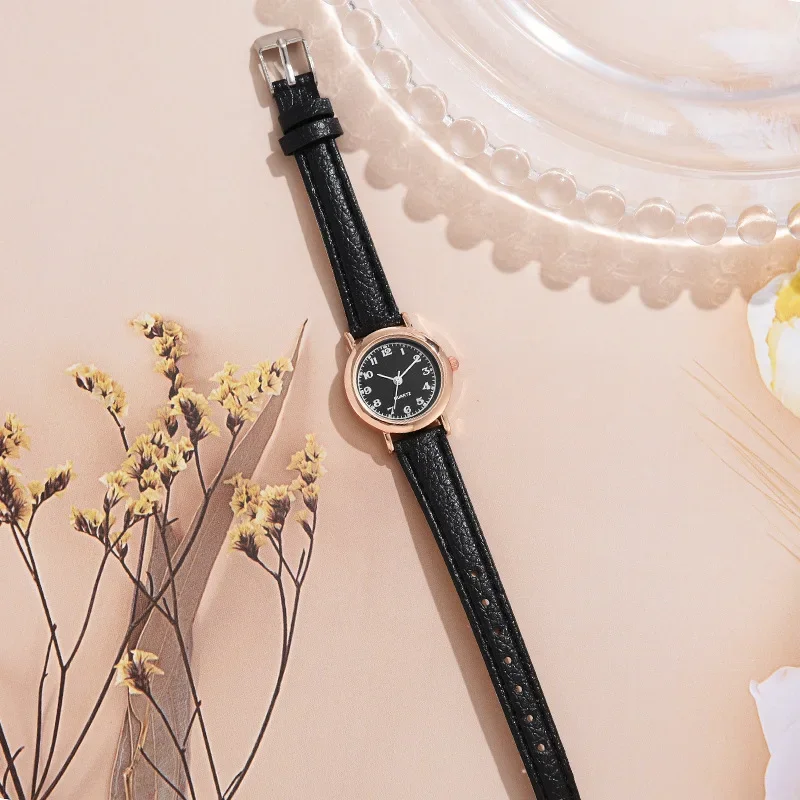 【Free Bracelet】Women's Fashion Casual Leather Watch Strap Quartz Watches Bracelet Two Piece Set