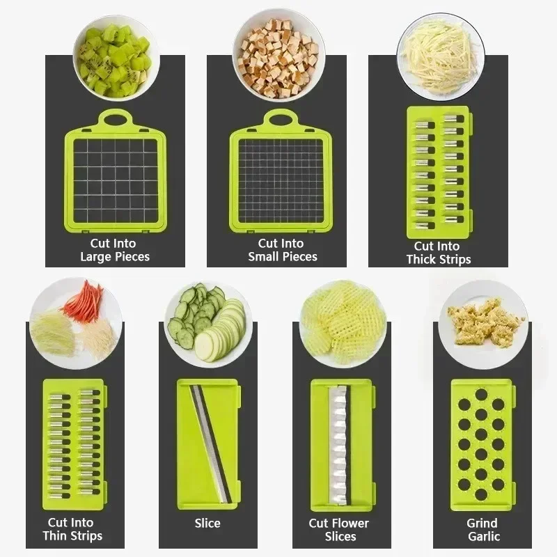 14/16 in 1 tritatutto multifunzionale per verdure manico griglia per alimenti tritatutto per alimenti affettatrice per verdure Dicer Cut Kitchen