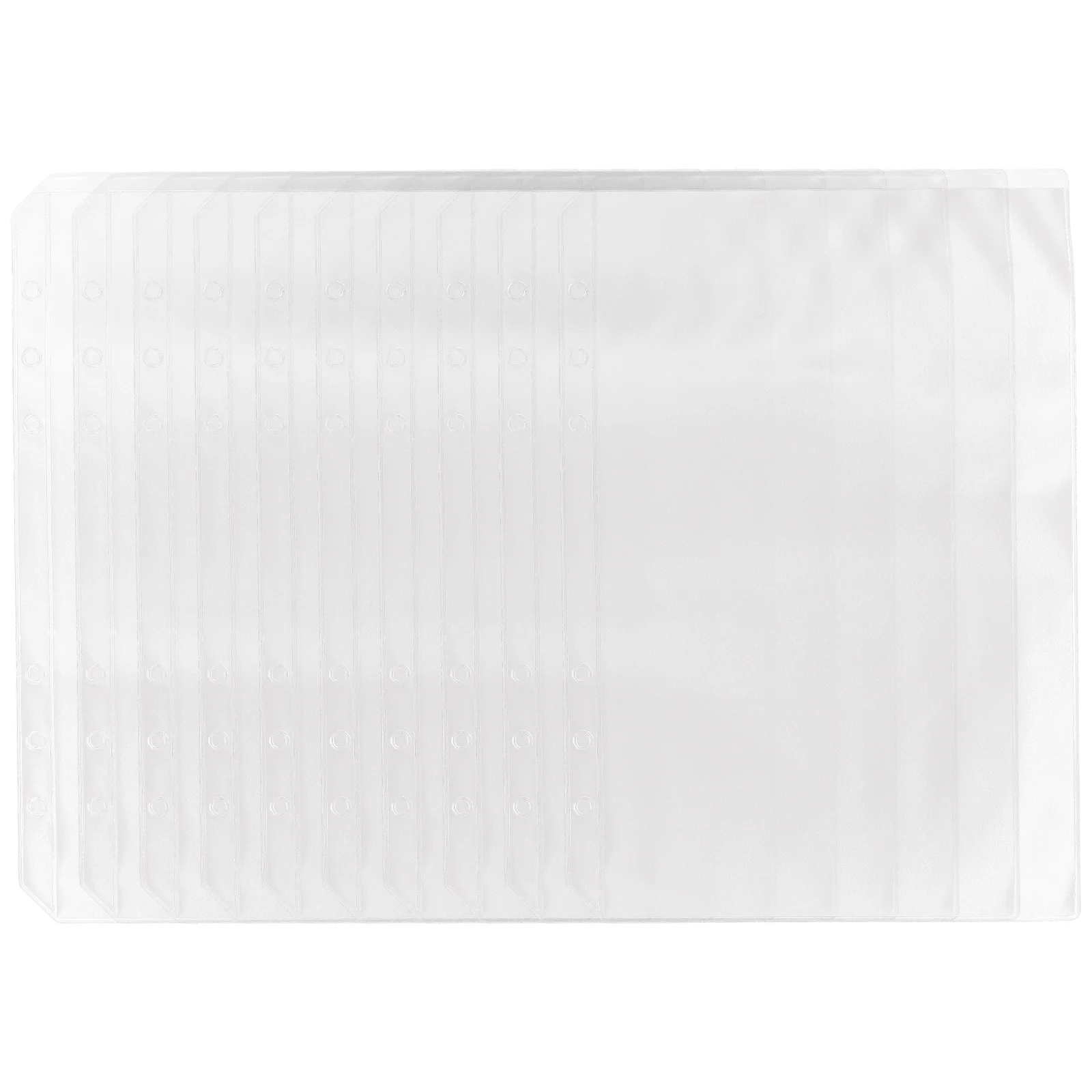 

10Pcs Document Organizer Transparent Loose Leaf Pouch 6-Holes A5 Binder File Storage Bags Protective Folder