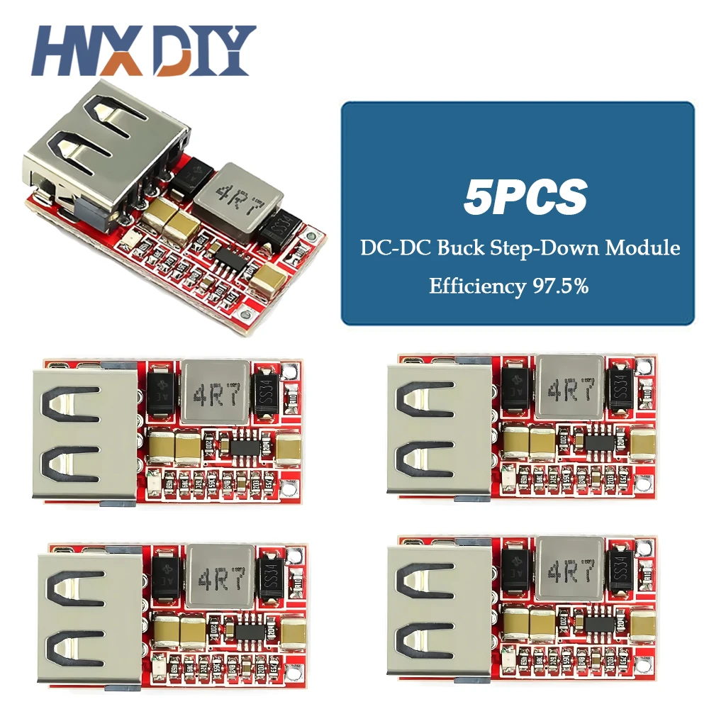 5/10 Uds 6V-20V 20V 12V a 5V módulo reductor USB convertidor de DC-DC cargador de teléfono fuente de alimentación de coche eficiencia 97,5% módulo