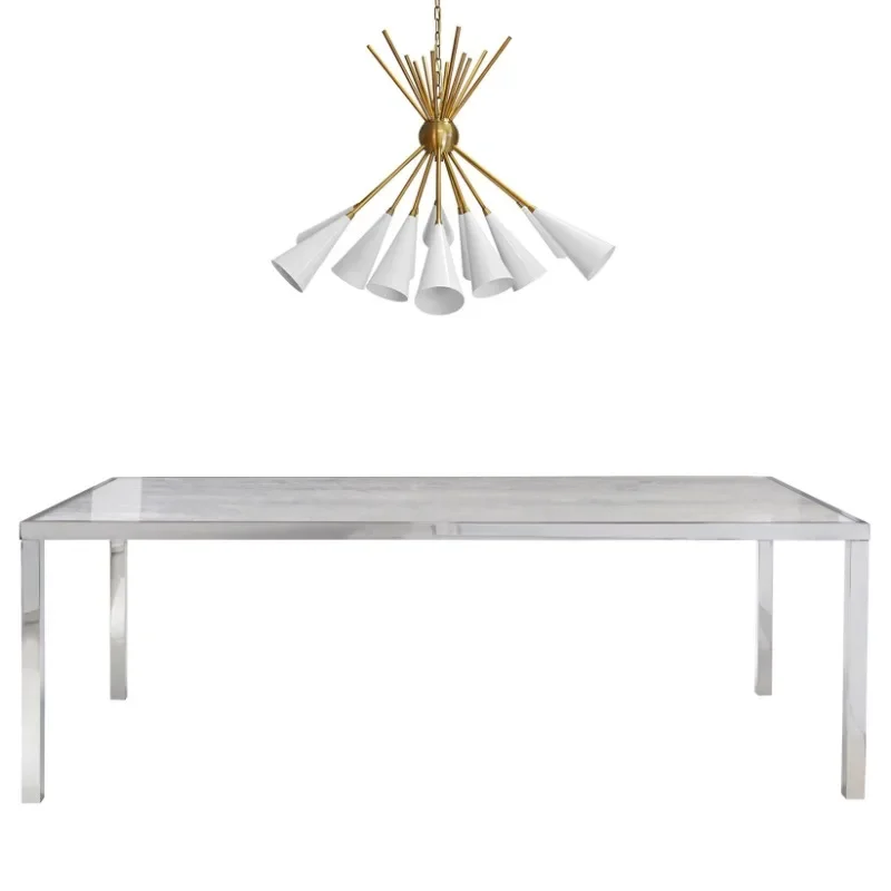 

Modern simple stainless steel dining table/soft decoration customization/villa/hotel/restaurant/model room/light