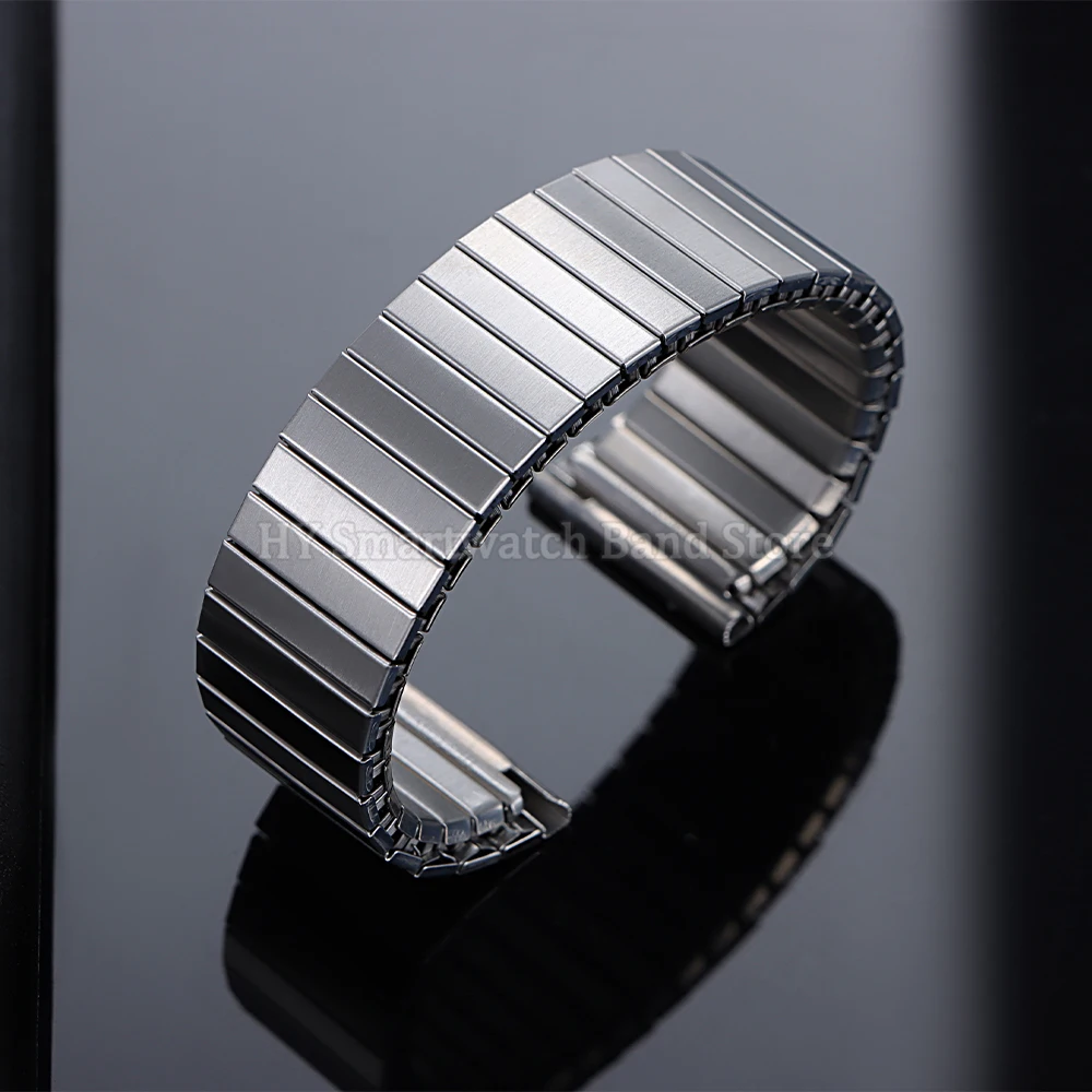 22mm Stainless Steel Elastic Watch Strap for Men Women Metal Stretch Expansion Wrist Band Universal Bracelet Watch Accessories
