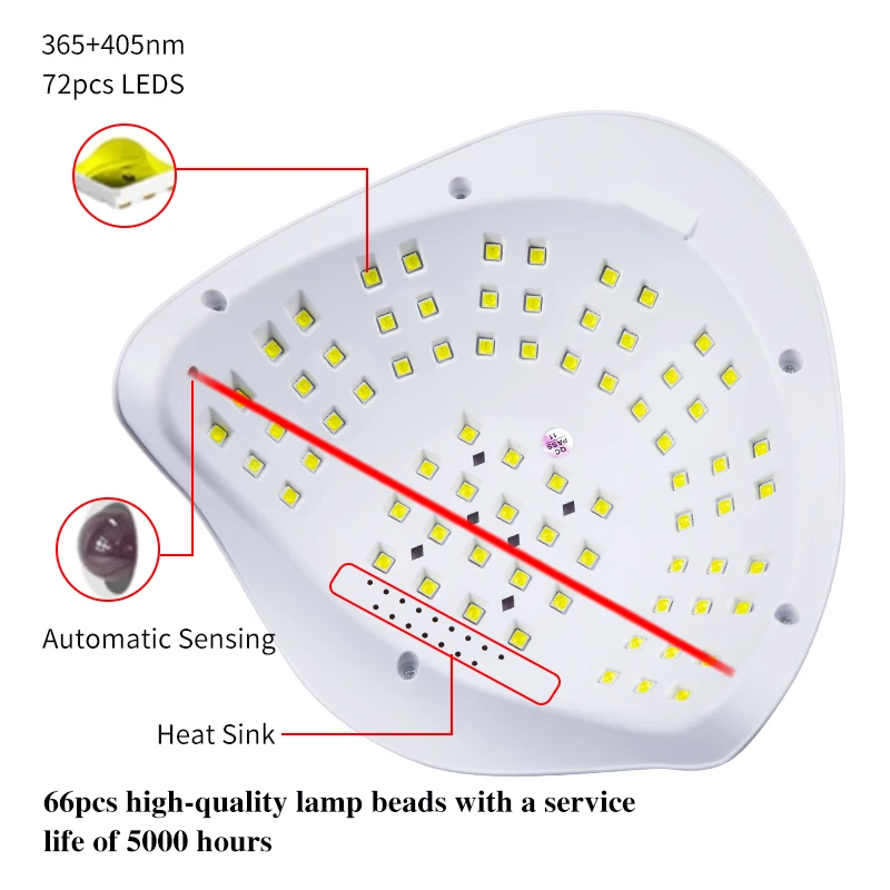 72 diody led lampa do suszenia paznokci do Manicure profesjonalna lampa do suszenia Led UV z automatycznym czujnikiem inteligentne narzędzia do salonu paznokci﻿