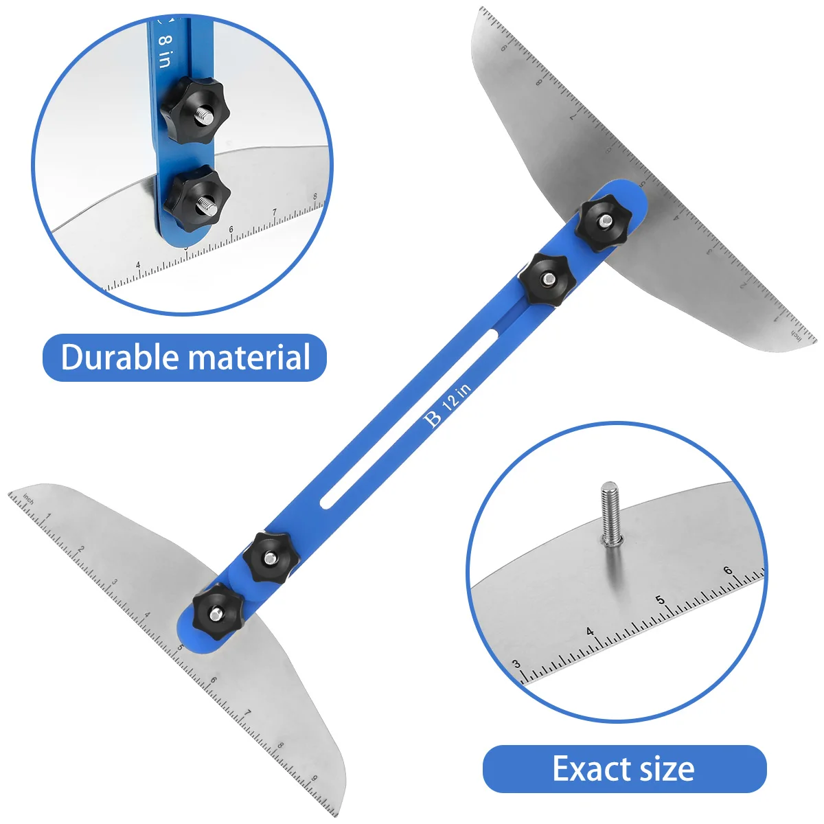 Stair Tread Template Tool 11-60In Metal Measuring Stair Tool Adjustable Stair Tread Gauge for Stairs Risers Shelves Partitions