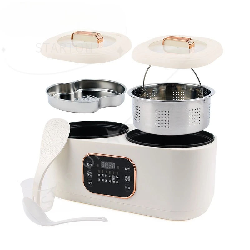 Double-Liner Rice Cooker Heating Lunch Box Food Steamer Non-stick Pan Cooking Hot Pot Soup Stew Skillet