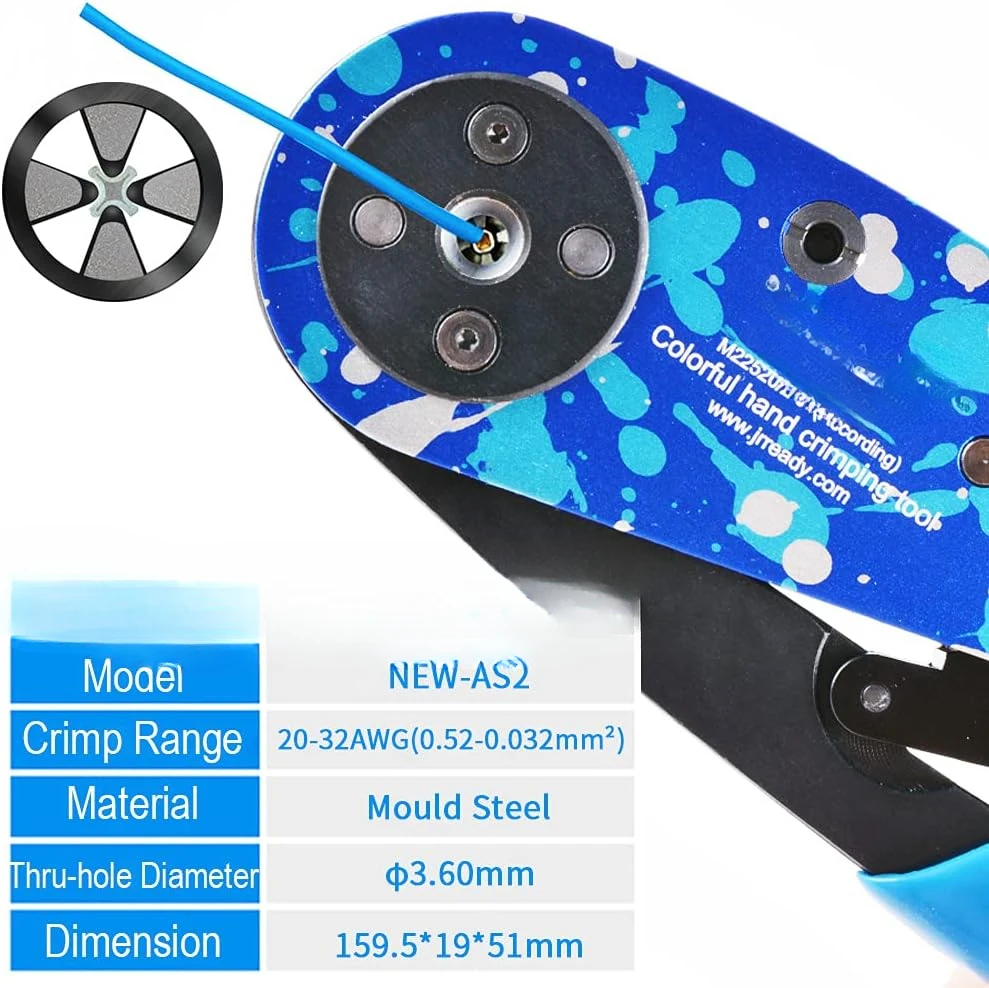 Adjustable Indent Crimp Tools Standard Aviation Crimper for Miniature and Sub-miniature Connectors 32 to 20 AWG wire harness