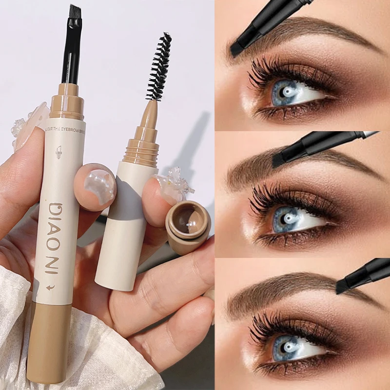 1PC Blade Angled Thin Eyebrow Dyeing Cream Pencil 3 Colors Natural Waterproof Eyebrow Enhancer Cream with Brush Makeup Cosmetics