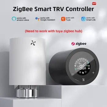 Tuya Zigbee Smart TRV Thermostat Actuator Radiator Valve Programmable Temperature Controller Alexa Google Home Voice Control