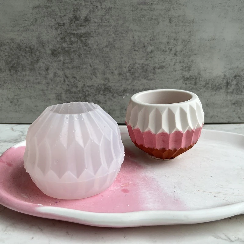 Small Round Meat Planter Silicone Mold Pot Handmade Jewelry Storage Box Making Concrete Candle Jar Planter Mould - view 3