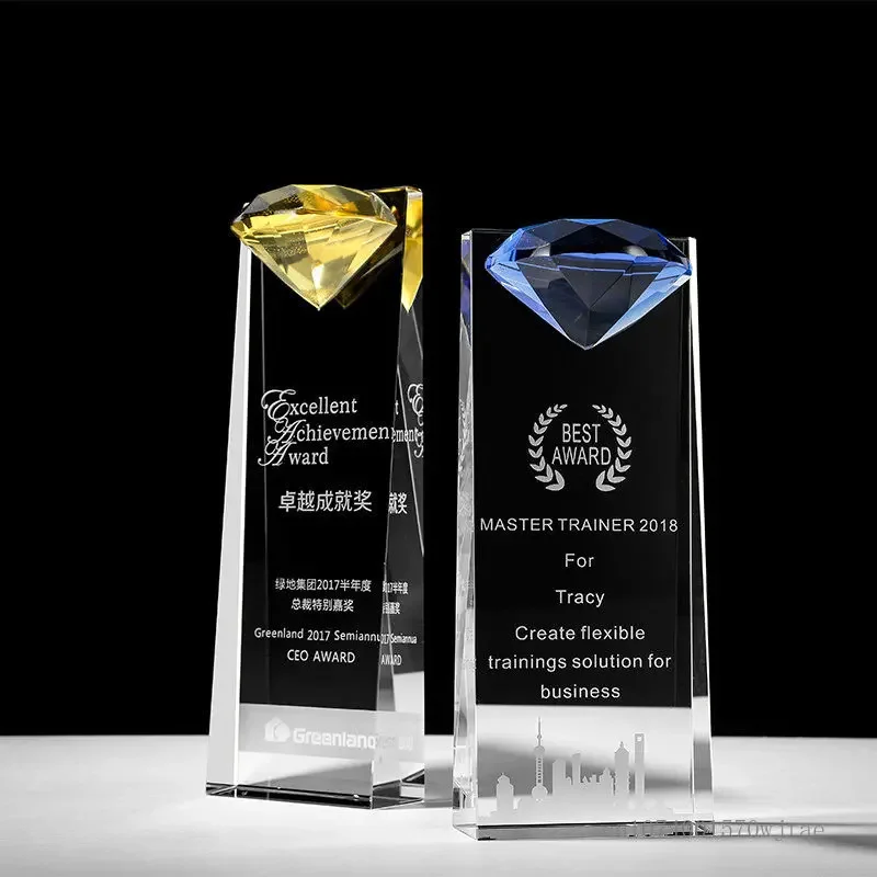 كأس كريستال مخصص للديكور المنزلي، طباعة ملونة، نحت، تذكار الشرف الإبداعي، جوائز الموظفين الممتازة، قطعة واحدة