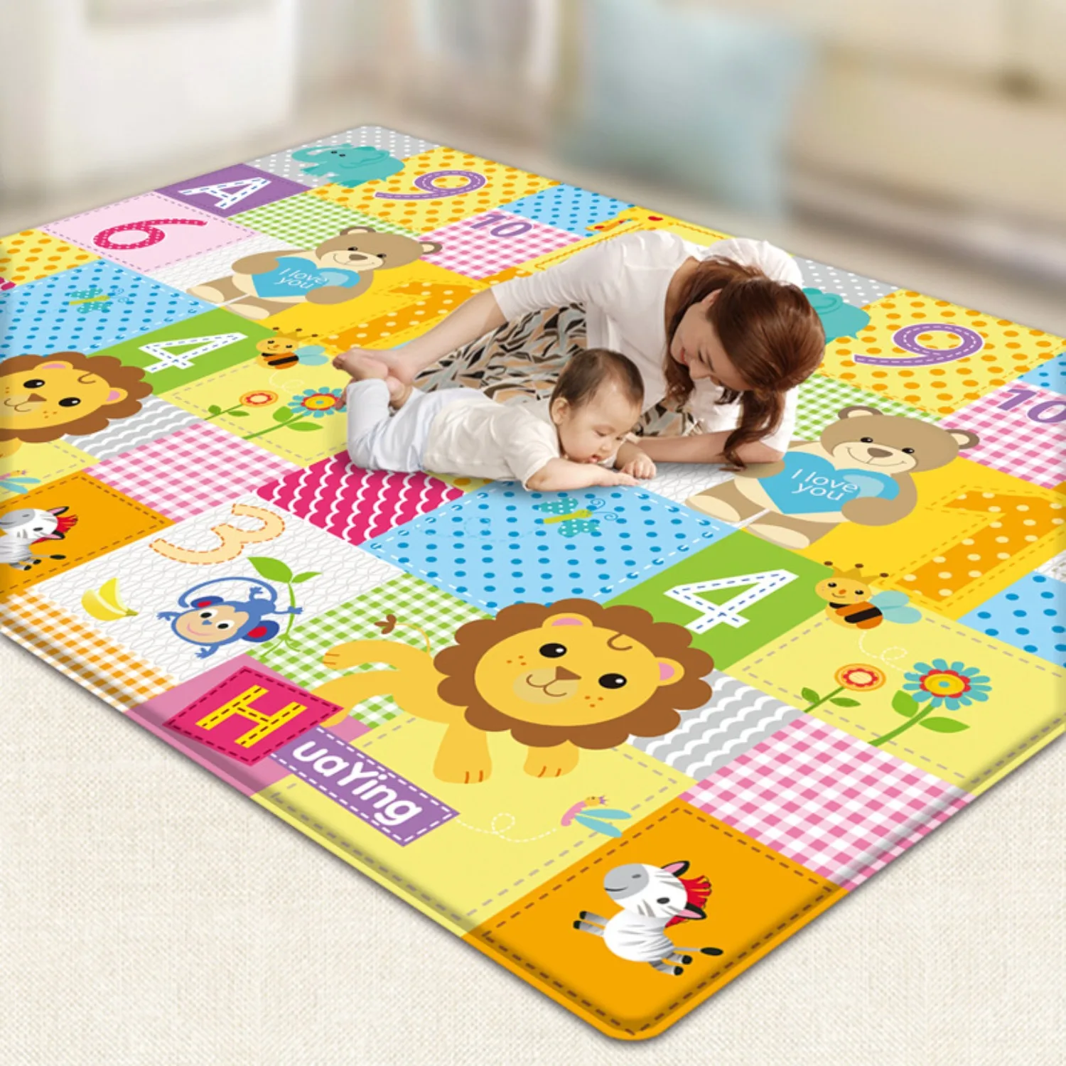

Large Foldable Baby Play Mat Made of Eco-friendly EVA Material Non-slip and Protective Suitable for Children Infant and Toddlers