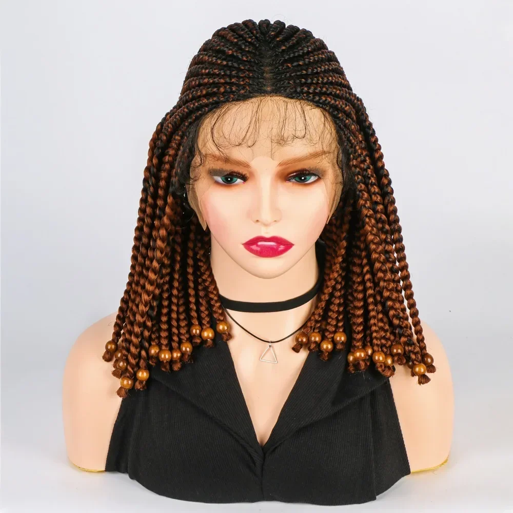 Fashion Short Bob Braided Wig Synthetic 13X9 Lace Braided Hair Wig For Women 14 Inch Afro High Quality Jumbo Braids Wig Cover