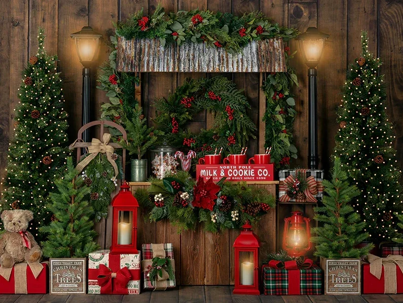 Photography Background Christmas Santa's Toy Shop Xmas Gift Snow Holiday Party Kid Portrait Decor Backdrop Photo Studio