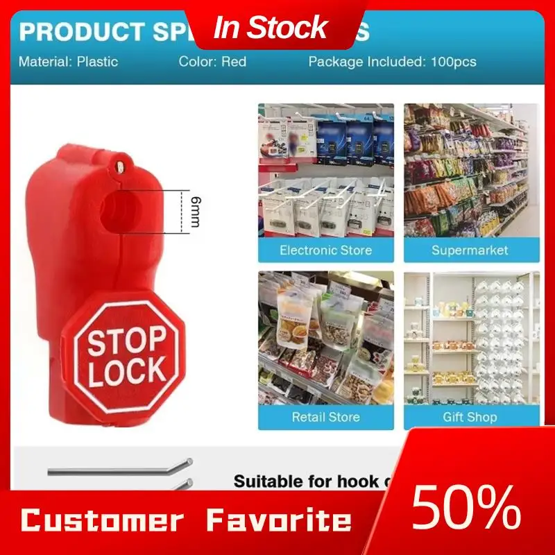 AT03 Top 100 Uds 6Mm dispositivo de bloqueo antirrobo tienda minorista supermercado Peg gancho parada bloqueo Pegboard pantalla de seguridad gancho bloqueo
