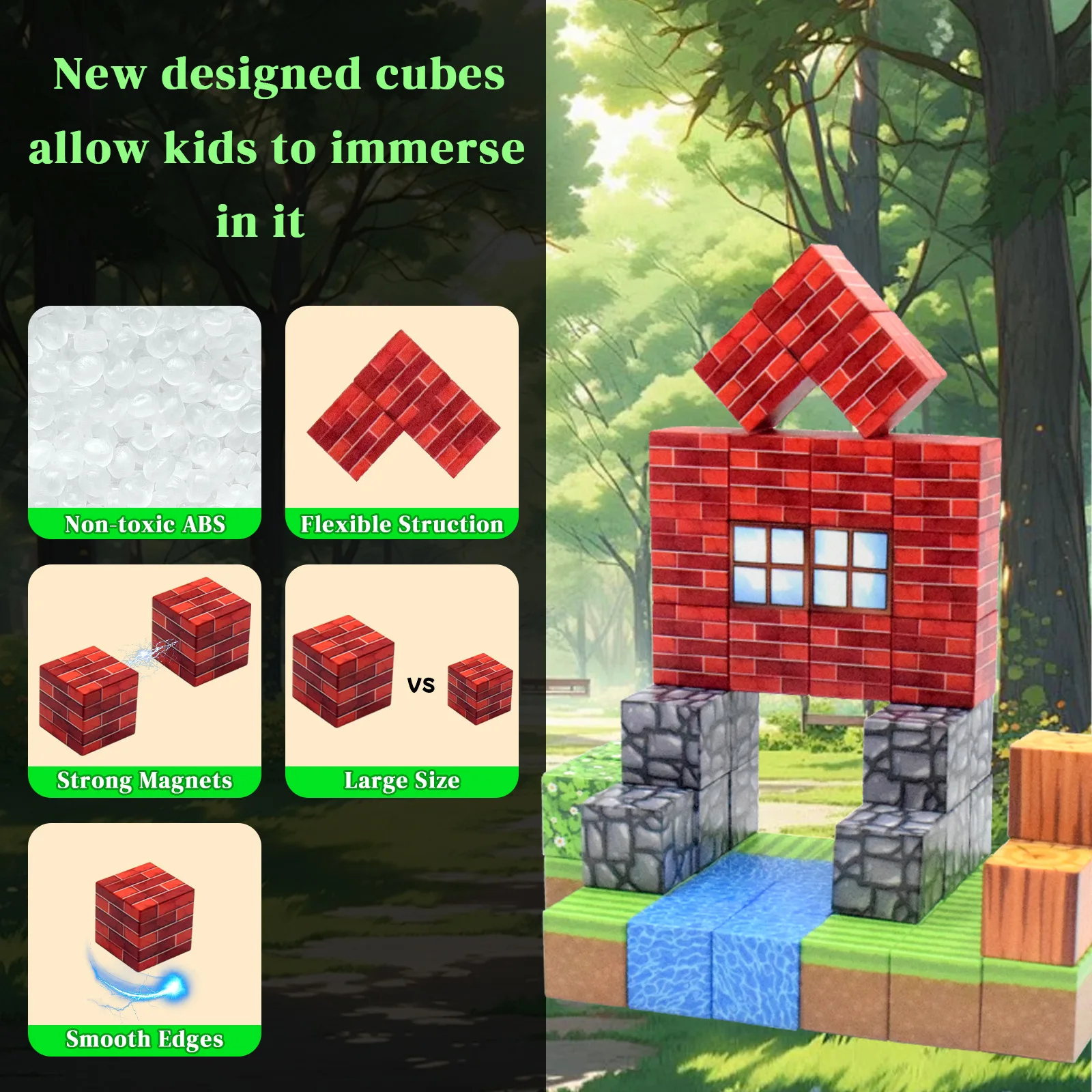 Zestawy klocków magnetycznych 2,5 cm dla dzieci, zabawki konstrukcyjne DIY, magnetyczny świat, modele dla chłopców i dziewczynek, STEM, Montessori, kostki sensoryczne, prezenty dla maluchów