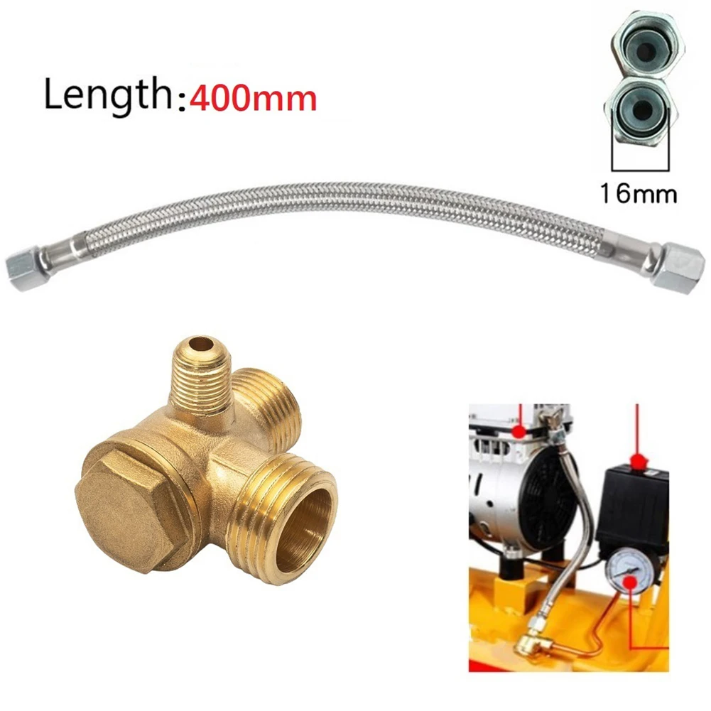 

2023 Air Compressor Parts New 400mm/15.75\" Air Compressor Brass 2pcs 3-Port Brass 400mm Intake Tube Compressor Check Valve