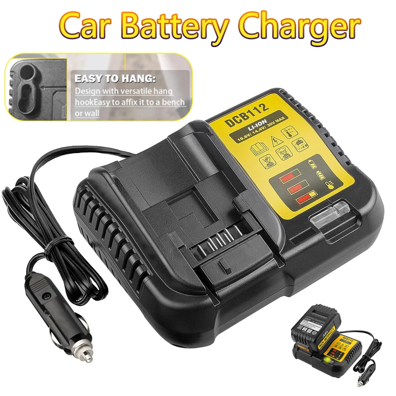 

for DeWalt 12V/20V lithium battery car charger DCB112 DCB119 cigarette lighter plug with LED indicator DCB206 DCB120 car charger