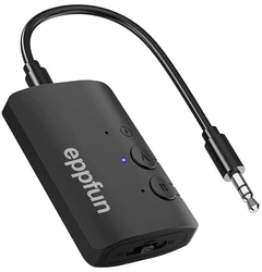 Eppfun Nadajnik-odbiornik Bluetooth 5.2 do samochodu, Qualcomm APTX-Adaptive HD Bezprzewodowy adapter audio o niskim opóźnieniu z aux 3,5 mm