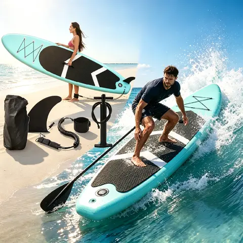 Inflatable Stand Up Paddle Board 320cm, Adult Racing Inflatable SUP Surfboard, Portable Water Ski Stand Up Paddleboard for Ocean Lake Outdoor Water Sports