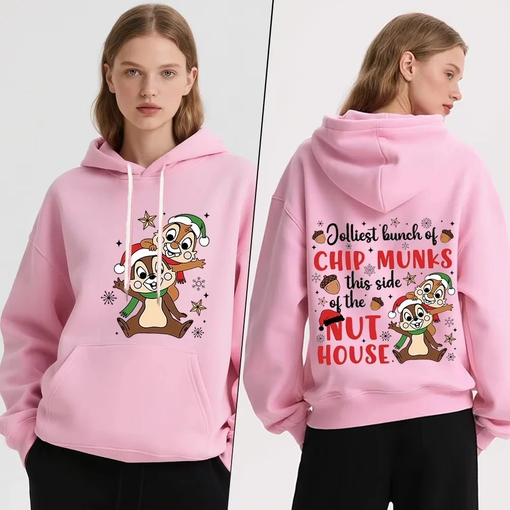 رقاقة N Dale عيد الميلاد Joyful Nut House طباعة الكبار هوديي المرأة دافئ اصطف الشتاء الدافئة البلوز ملابس خارجية غير رسمية #4