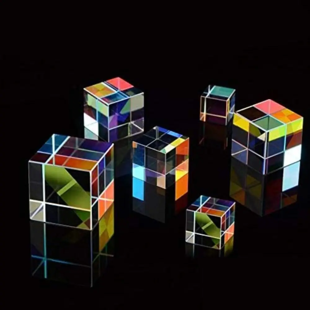 Sun Catcher Mixing Color Cube Clear Crystal Funny Colorful Glass Cube Prism Various Colors Desktop Decoration