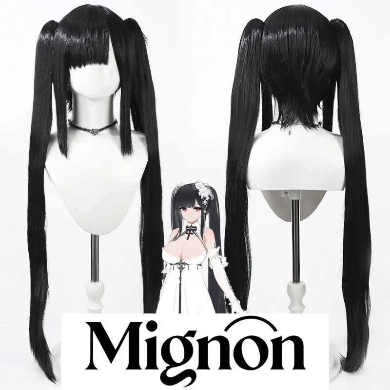 شعر مستعار تنكري من Azur Lane Peter Strasser باللون الأسود على شكل ذيل حصان من السيليكون لفروة الرأس هدية الهالوين #1