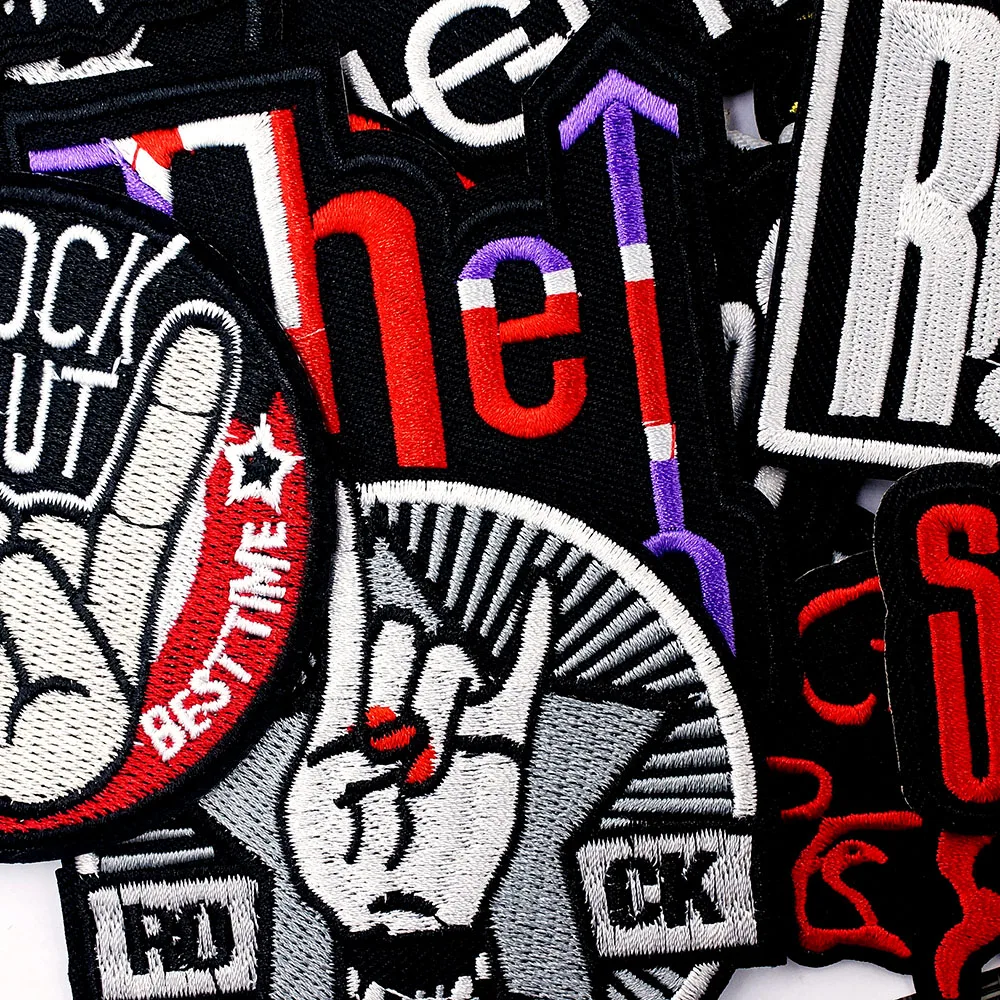 50Pcs/Lot Rock PUNK Patches Ebroidered Applique Fabric Garment Apparel Accessories Embroidery Badges Band Patch