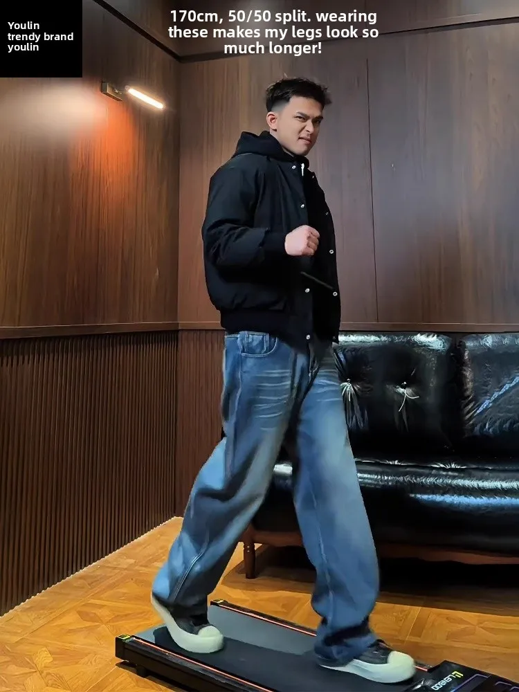 

Мужские джинсы в стиле ретро, прямые, широкие, с эффектом удлинения ног, слегка расклешенные, повседневные