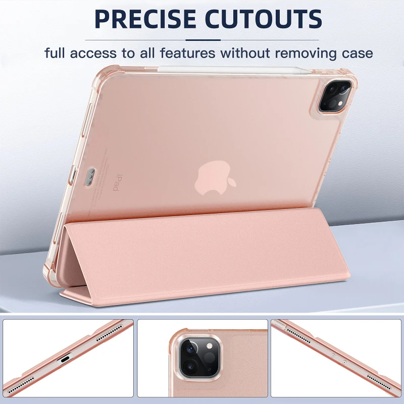 Trị Gấp Mềm Mại Ốp Lưng TPU Vỏ Bảo Vệ Cho IPad Pro 11 Inch 1st 2nd 3rd 4th Thế Hệ Máy Tính Bảng ốp Lưng Với Bút Chì