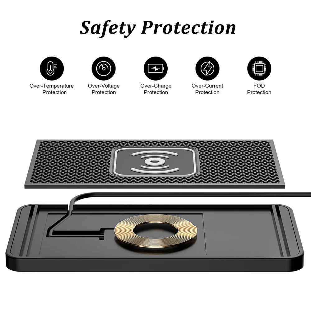 Car Wireless Charger Non-slip For Car Silicone Pad Fast Wireless Charging Charger Dock Station Pad for iPhone Samsung