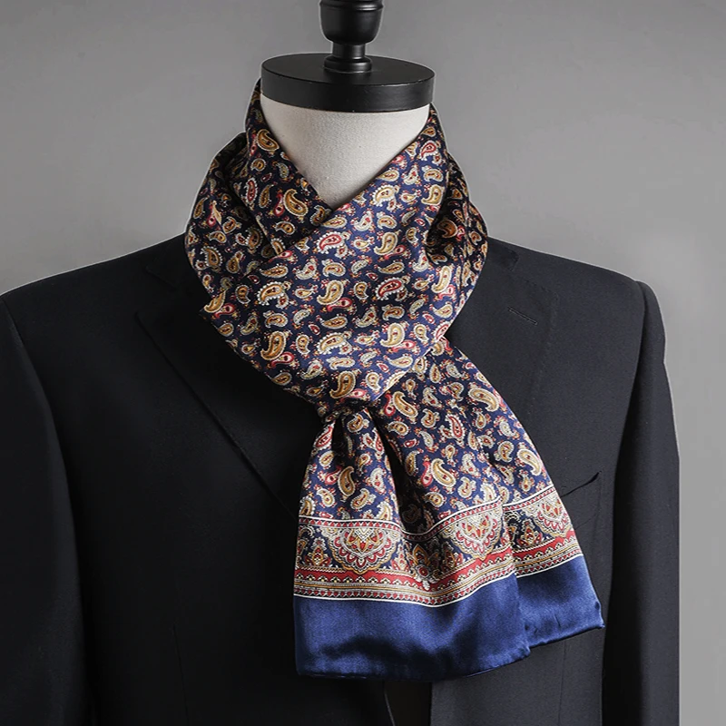 retro-walnut-flower-men's-silk-scarf-summer-new-style-matching-suit-shirt-tie-silk-rectangular-longitudinal-double-sided