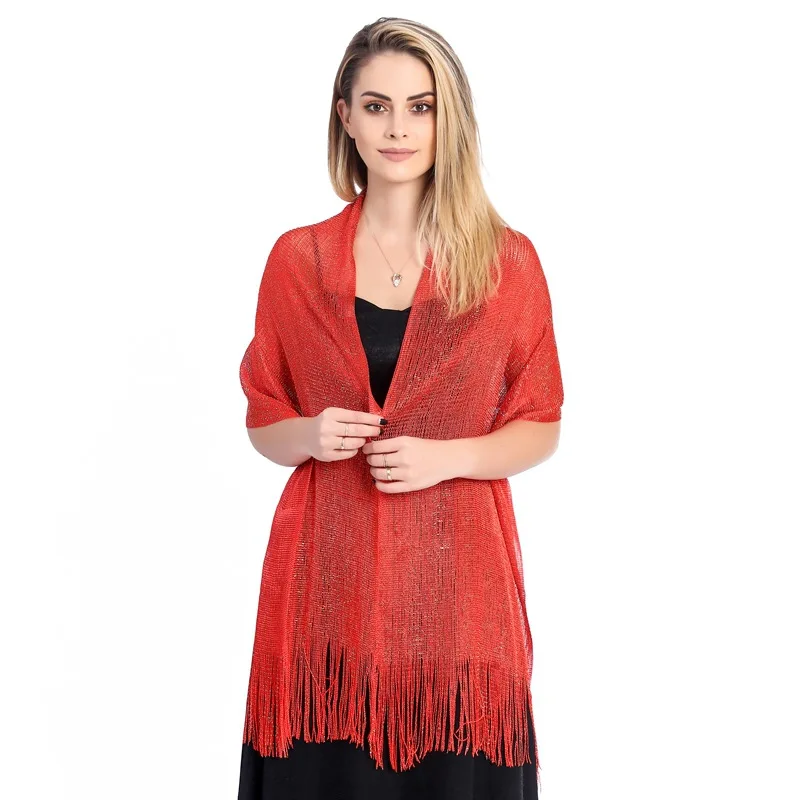 Elegant Shawls for Evening Dresses Female Golden Silvery Wire Tassels  Bridal Bridesmaid Party Wedding Party Accessories Scarf