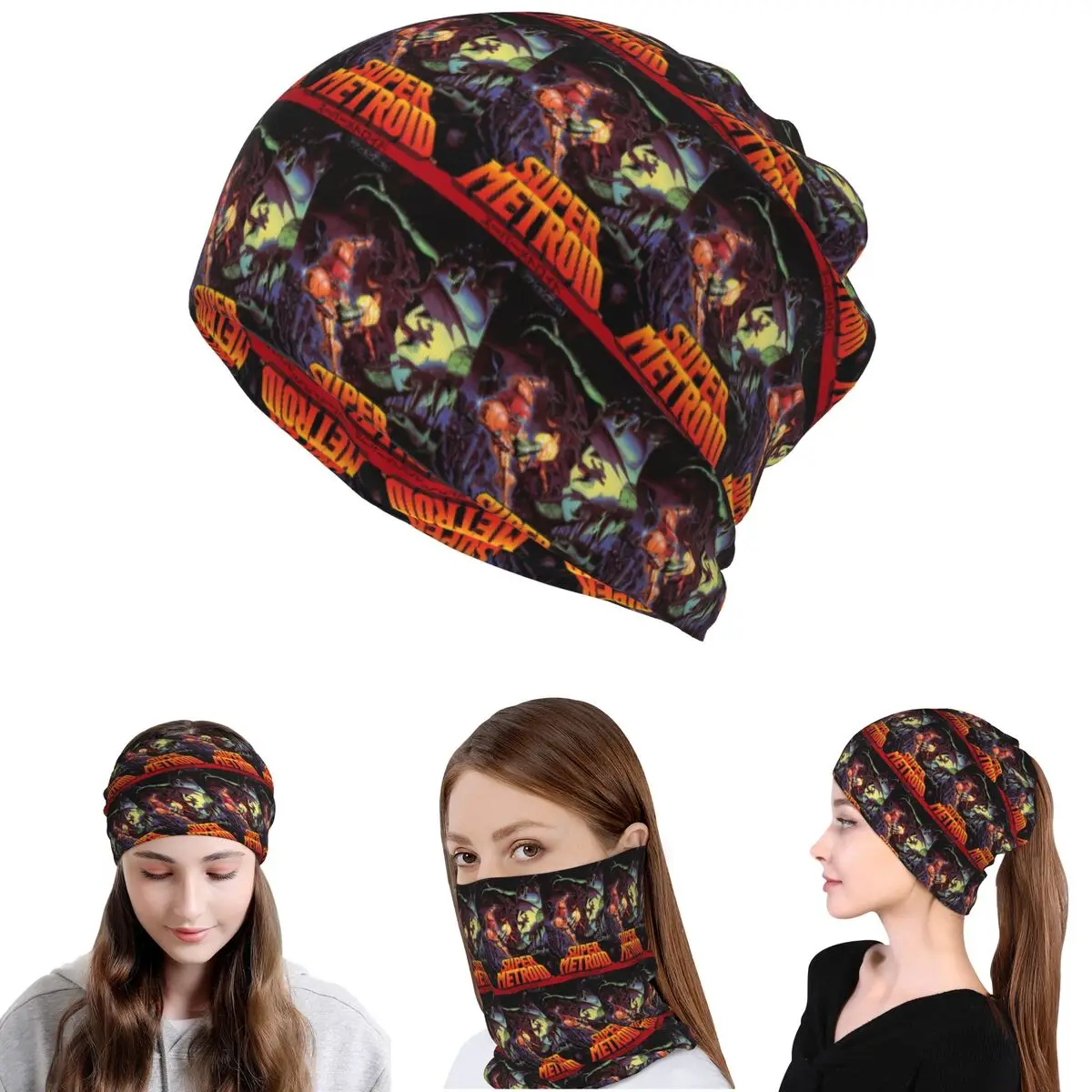 

Super Metroid Large Game Bandana Neck Gaiter Wrap Scarf Warm Headband Beanies Hat Unisex Adult Winter