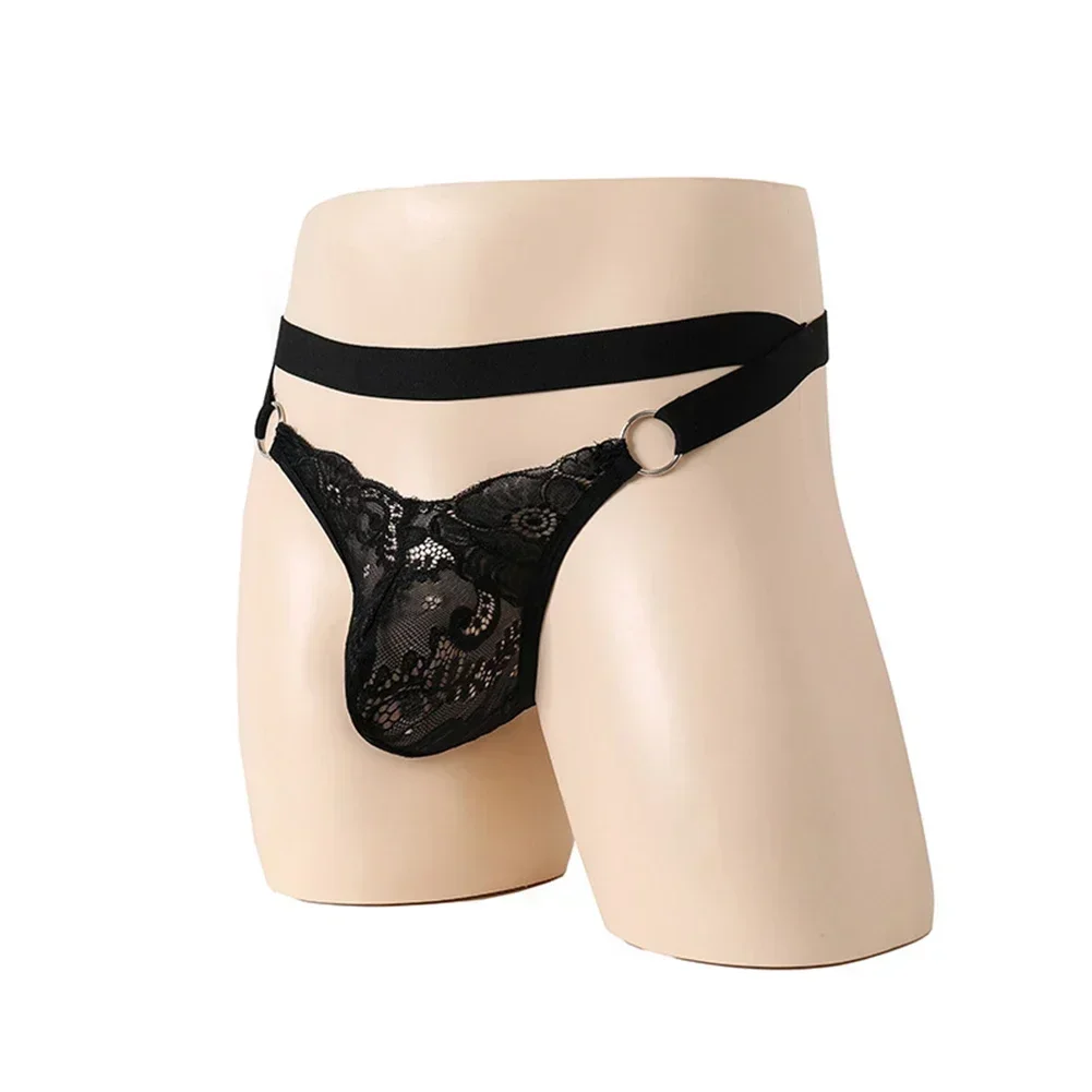 Homens rendas sissy transparente aberto volta g-string calcinha lingerie briefs leve tentação roupa interior elástica macia masculino tangas