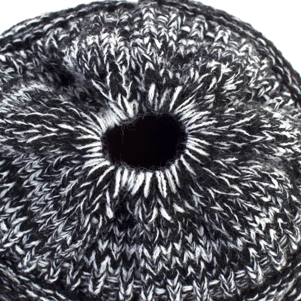 المرأة ذيل حصان محبوك قبعة مفتوحة بلون الخريف والشتاء البلوز قبعات في الهواء الطلق قبعة محبوكة دافئة #4