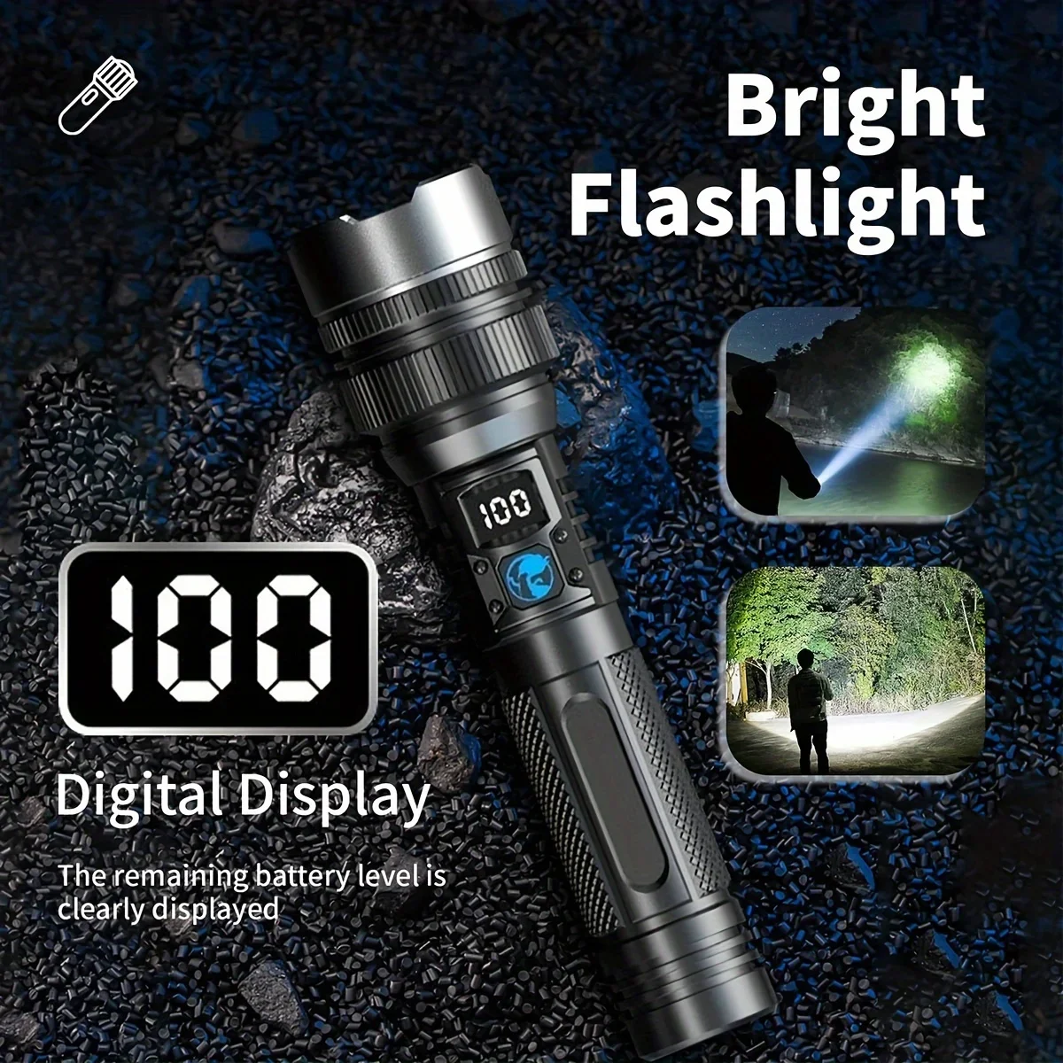 

Powerful Tactical Rechargeable LED Flashlight with High Brightness USB Rechargeable Built-in Battery Handheld Torch