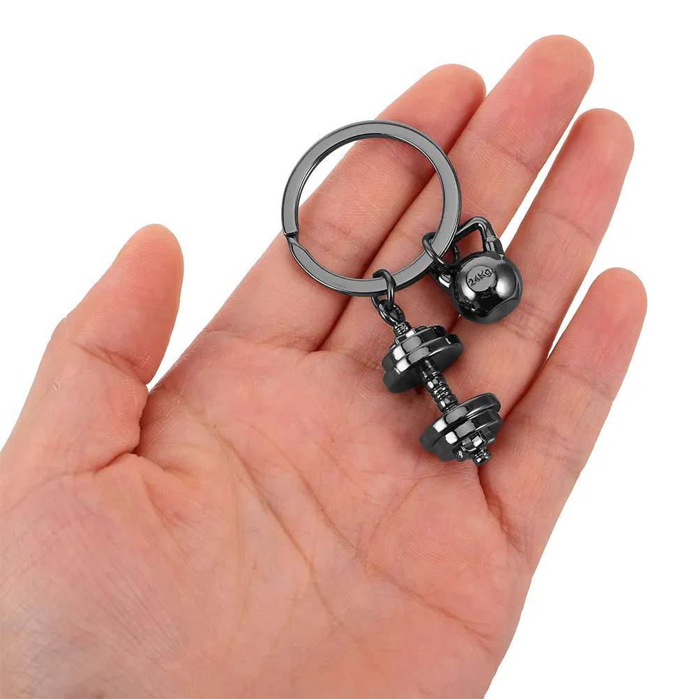 

2 Pcs Boxing Glove Keychain Fitness Dumbbell Zinc Alloy Bodybuilding Motivation