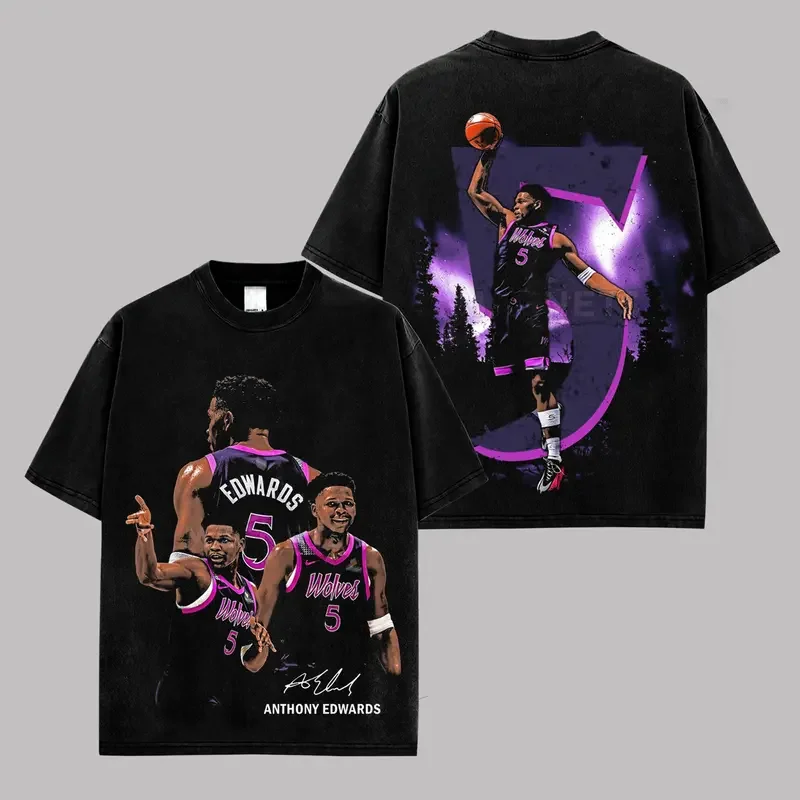 Men's Cotton Seamless Short-Sleeve Anthony Printed Graphic Tee - Vintage Basketball, Ant Man Retro Streetwear, Oversized Unisex Rising Star Fan Apparel, Trending US Sports Gift