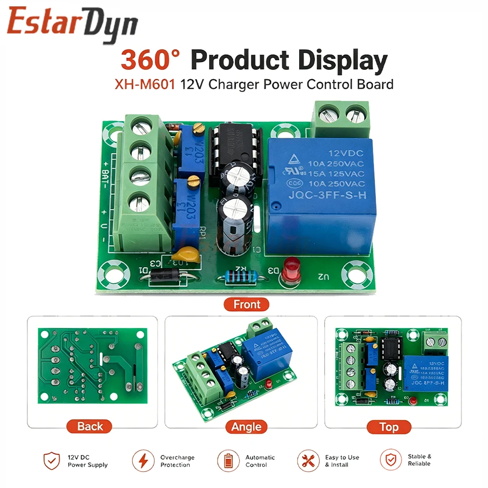 Estardyn XH-M601 12V Battery Charger Control Module Auto Charging Stop Board for Lead Acid Battery DIY Power