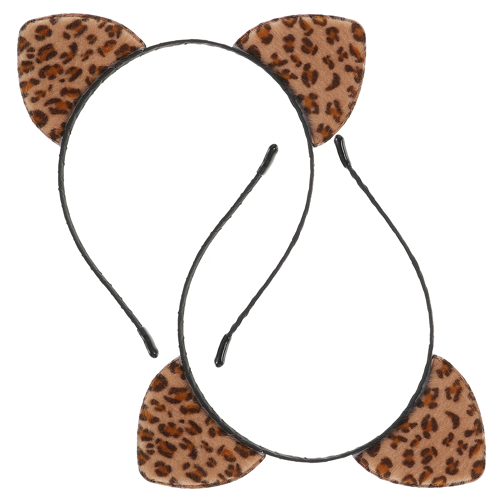 

2 Pcs Leopard Cat Ear Headband Adorable Hairband Sweet Costume Ornament Metallic Fabric Party Headdress