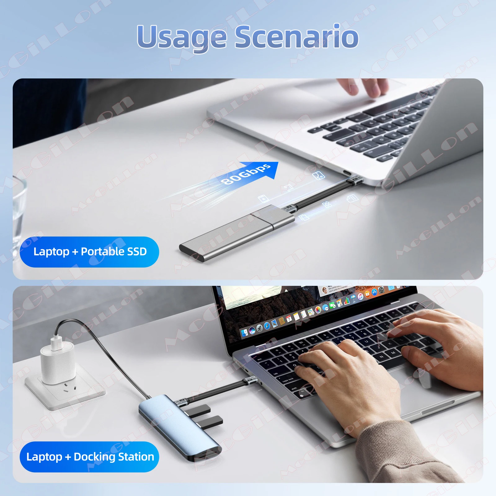 0,15M/0,3M/0,5M/1M 80Gbps USB5 Flaches USB-C-Kabel 240W 16K Typ-C-zu-C-Kabel für Thunderbolt5 für MacBook Samsung Xiaomi Huawei SSD – Detail 5