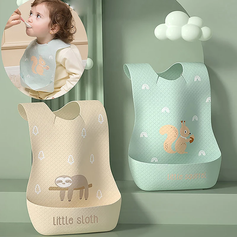 

Waterproof Soft Baby Silicone Bibs Cute Cartoon Printed Kids Girl Boy Adjustable Children Bib Baby Lunch Feeding Tools