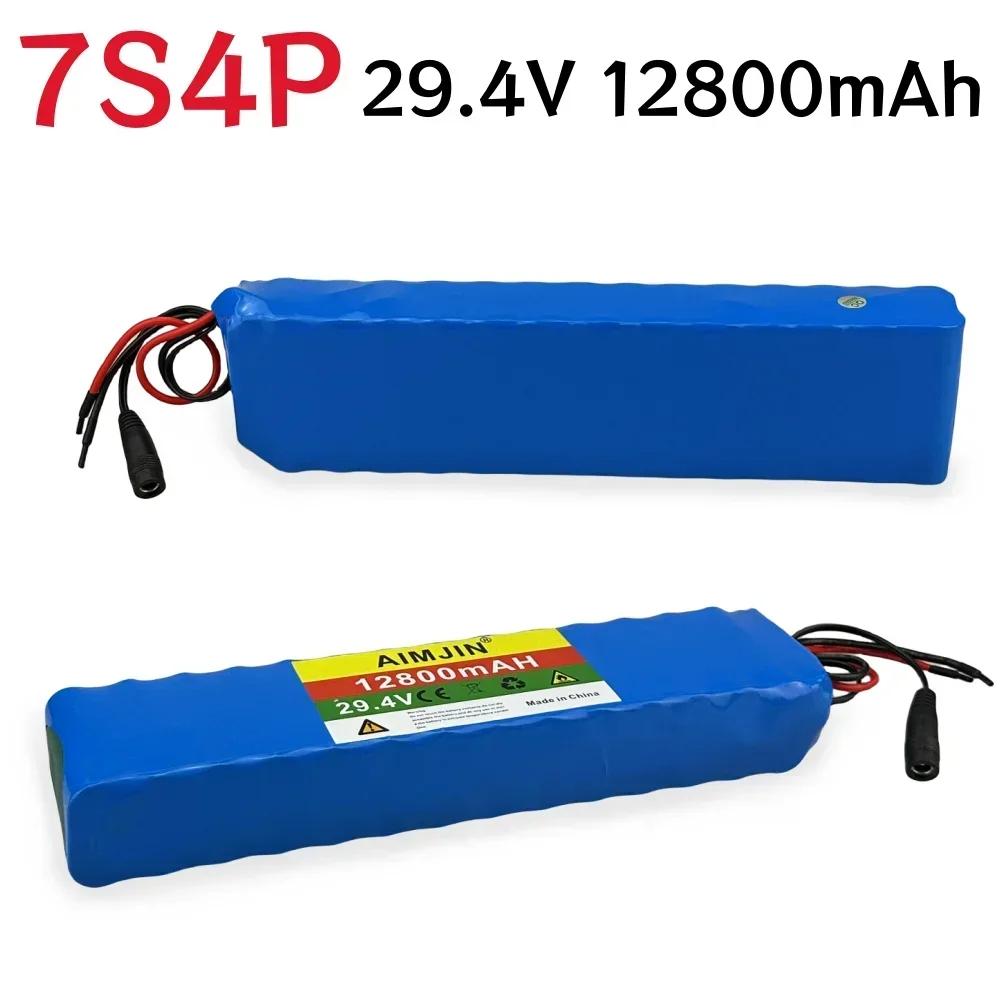 

24V 7S4P 18650 12.8Ah Rechargeable Lithium Ion Battery Pack 29.4V for Batteries+29.4V Charger
