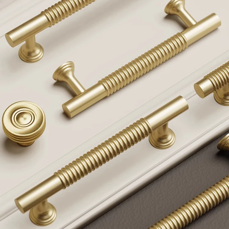New Line Patterns/Solid Brass Handles for Cabinet and Drawer Wardrobe Handles Kitchen Cabinet  T-bar Pulls Drawer Knobs