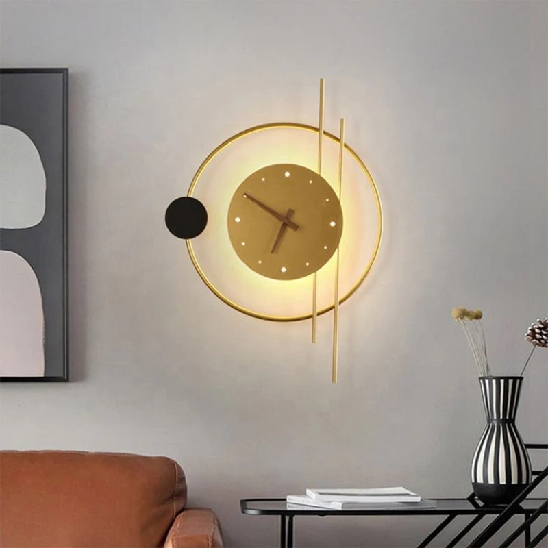 

Wall Mounted Clock,Electroplated Metal Frame,Acrylic Clock with Lighting Function,Pointer Electronic Clock Diameter 30cm