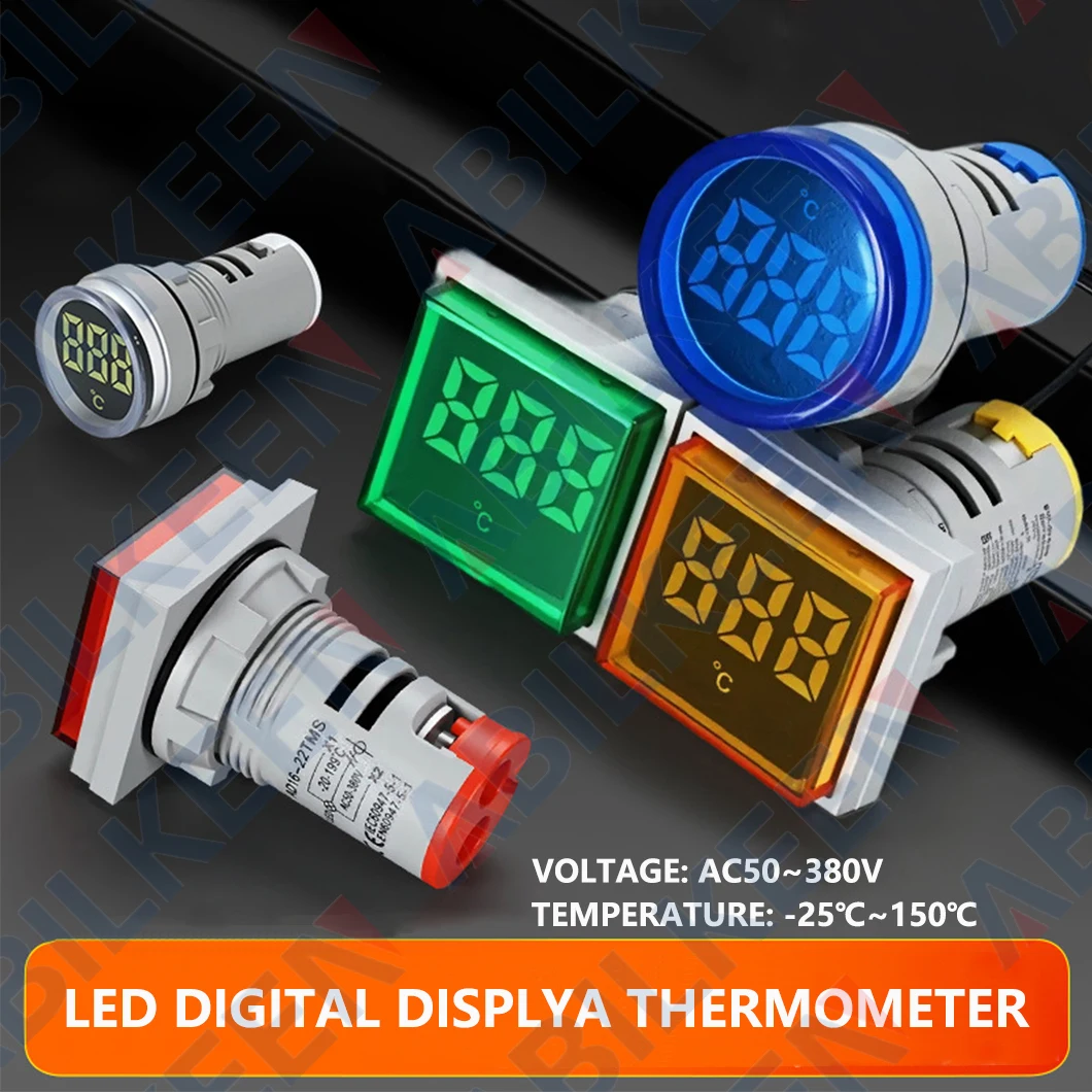 

ABILKEEN AD16-22 Термометр со светодиодным цифровым дисплеем -25 ℃ ~150 ℃ Светодиодный термометр для измерения температуры AC50~380V Индикаторная лампа