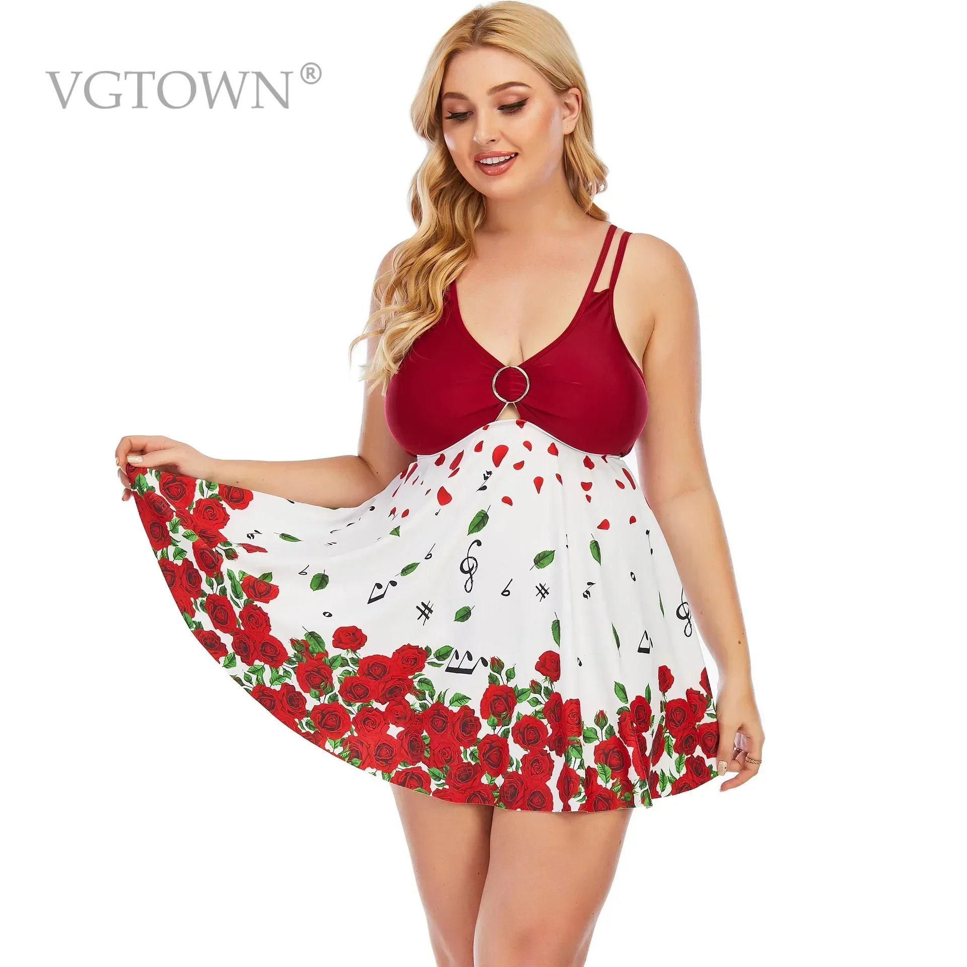 Women's Swimsuits  Plus Size 10XL Beach Tankini Two Piece Swim Suit Swimwear With Skirt Tummy Control Big Breasts Female Print